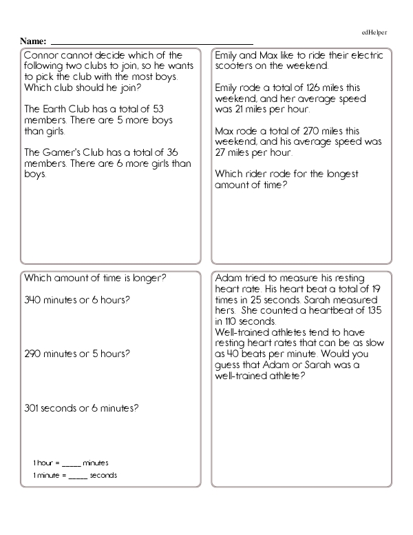 Mixed Skills Math Word Problems