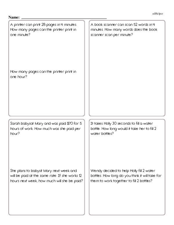 Multiplication and Division Word Problems that Feature Rates