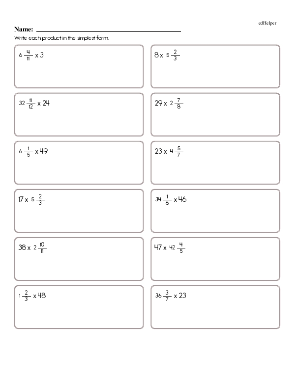 Multiplying and Dividing Mixed Numbers and Improper Fractions