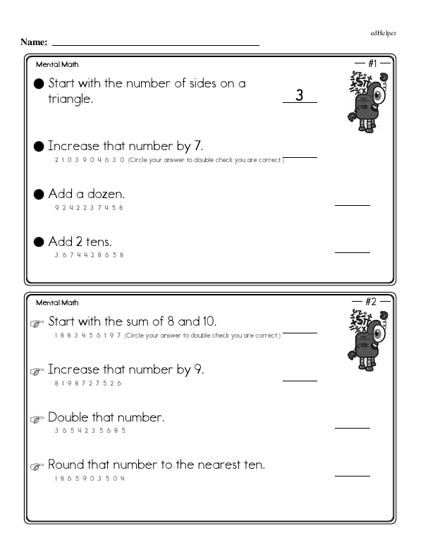 Multi-Step Mental Math Word Problems