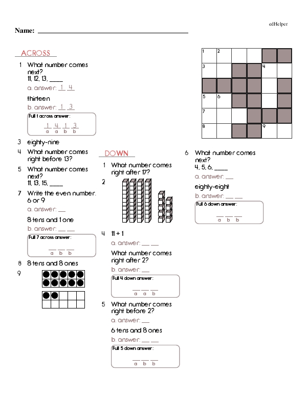 One-Page Math Cross Challenge