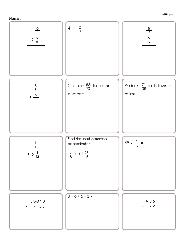 Operations With Fractions and Related Skills