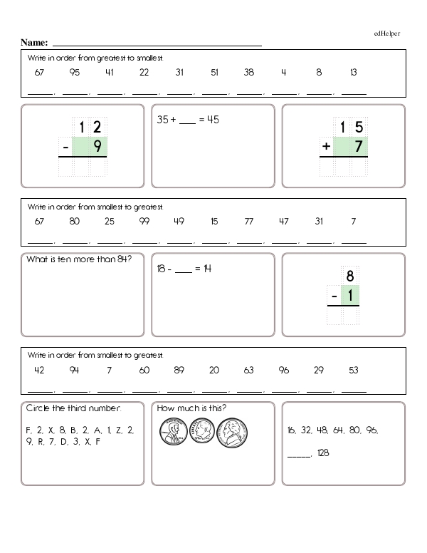 Ordering Two-Digit Numbers: Greatest to Smallest and Smallest to Greatest