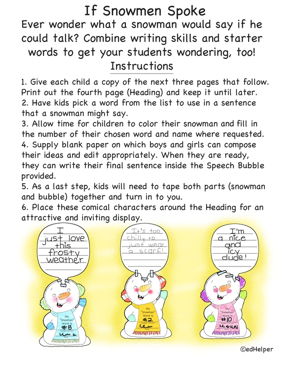 If Snowmen Spoke - Creative Writing Activity