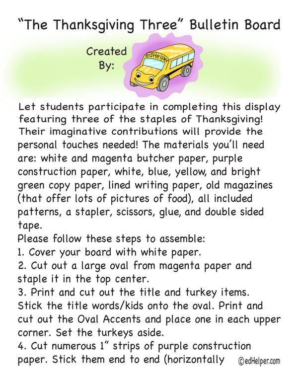 The Thanksgiving Three - Bulletin Board Kit