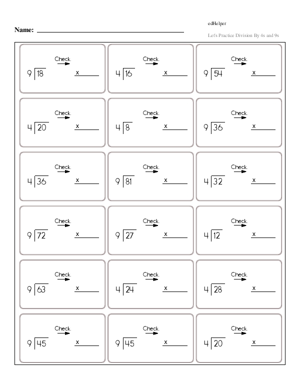Practicing Division Facts and Double Checking With Multiplication