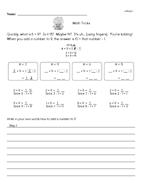 Practicing Math Tricks When Adding 7, 8, and 9