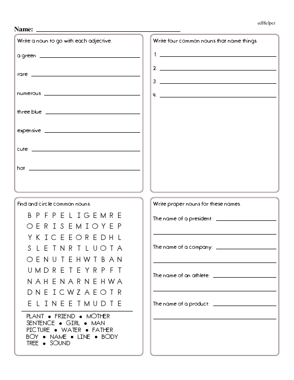 Practicing Nouns and Other Grammar Skills