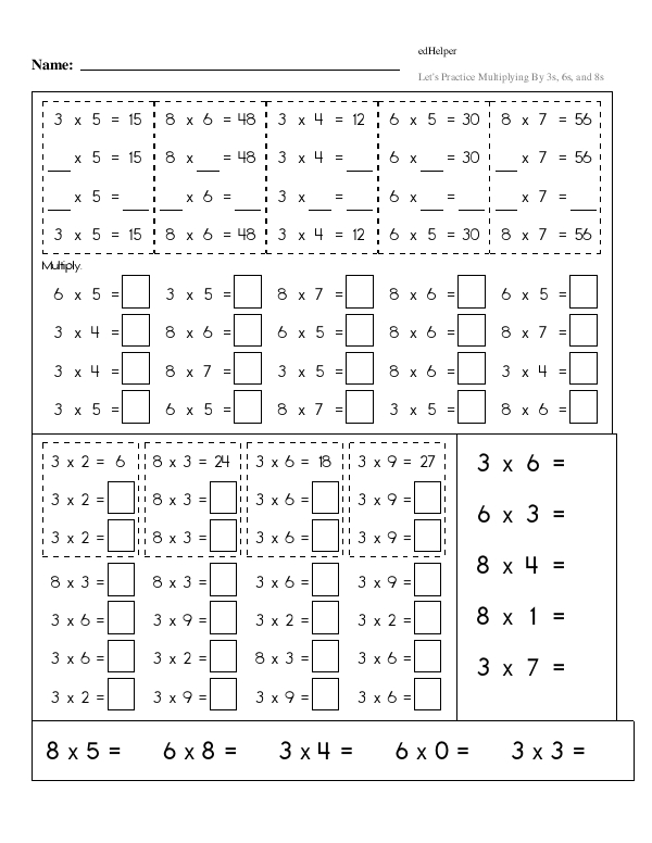 Practicing One-Digit Multiplication Facts: Filling in Factors and Products