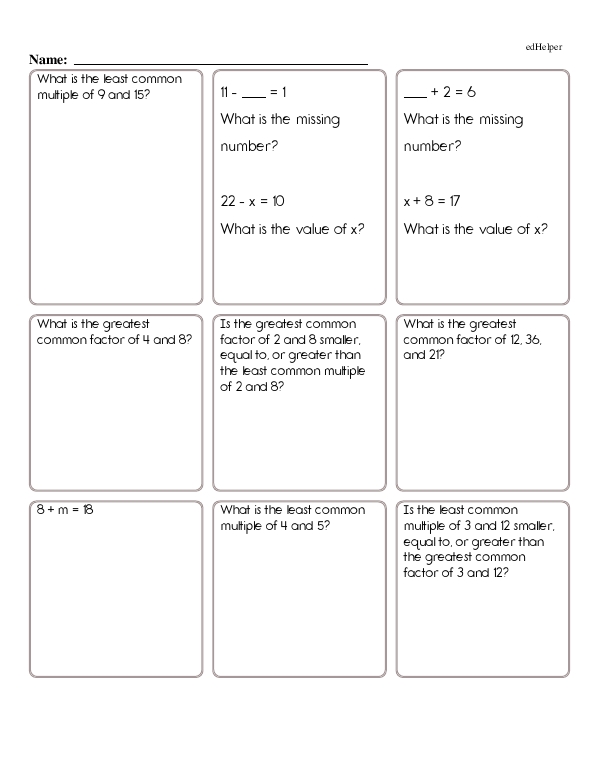 Practicing One-Variable Equations, Plus Questions About Factors and Multiples