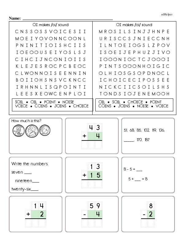 Practicing Sound Recognition in Letter Combinations With Word Finds