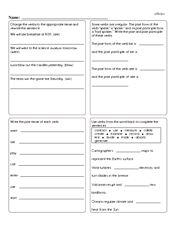 Practicing Verbs: Irregular Verbs, Past Tense Verbs, and More