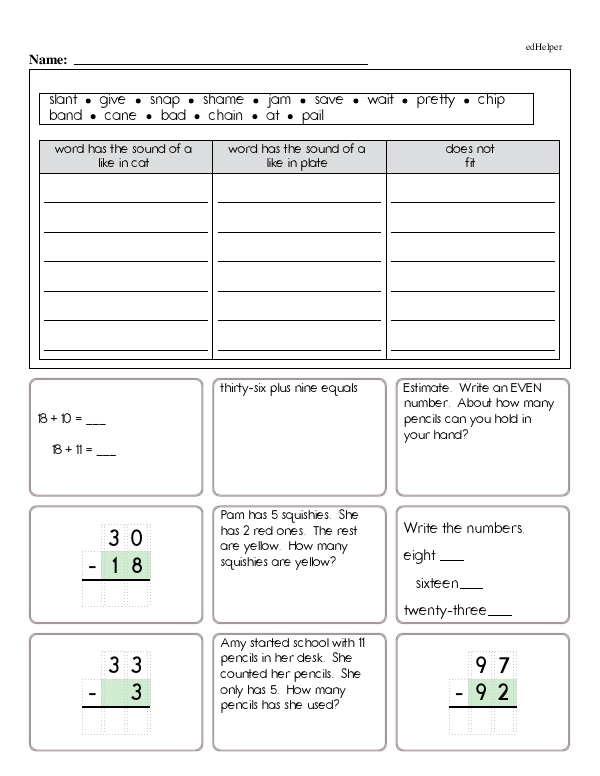 Recognizing Letter Sounds and Writing Words in a Table