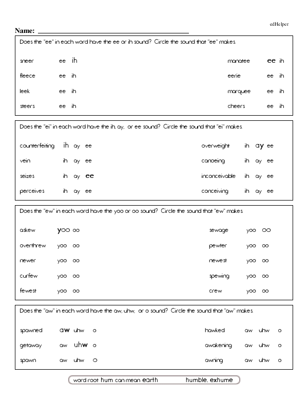 Recognizing the Sounds in Different Letter Combinations