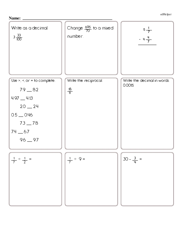 Reviewing Fraction and Decimal Skills