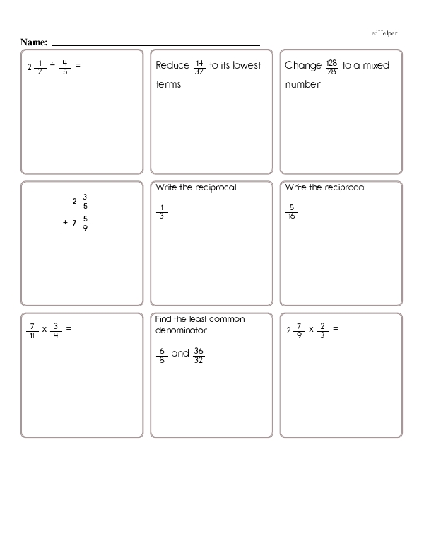 Reviewing Fraction Skills