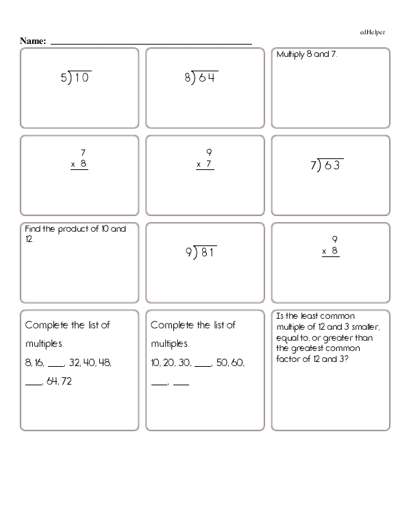 Reviewing Math Concepts: Multiplication, Division, Lines and Angles, and More