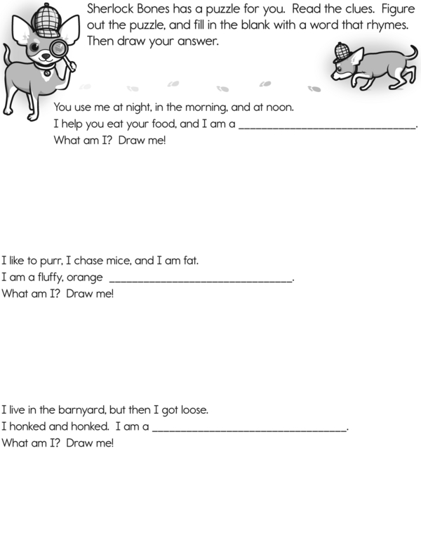 Rhyming Words Fill-in-the-Blank: Read the Clues and Use Rhyming Words to Figure Out the Answer