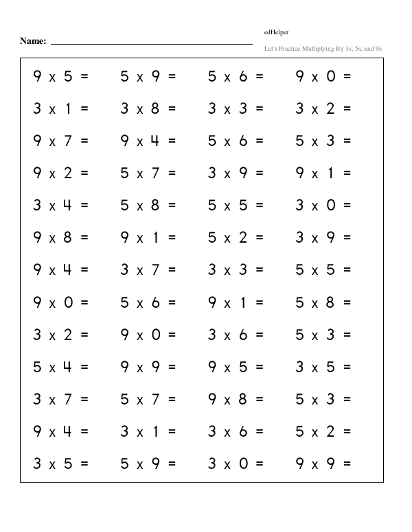 Single-Digit Math Fact Practice