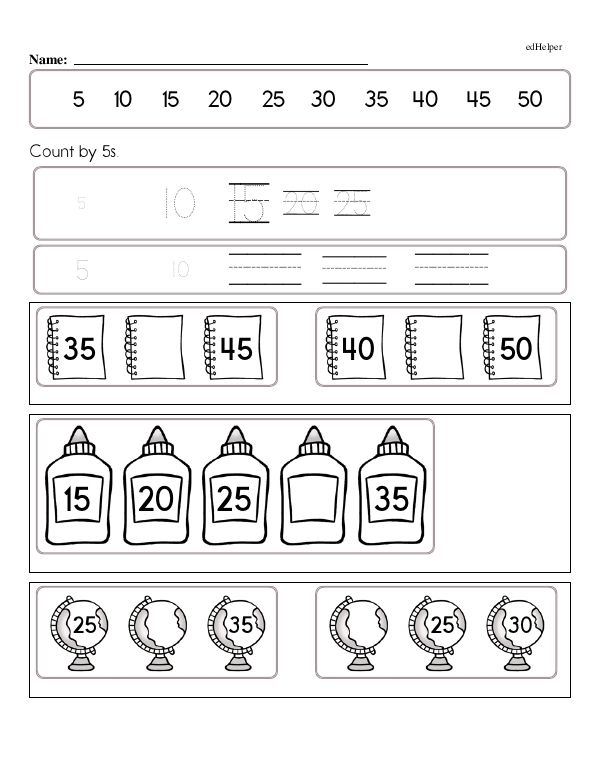 Skip Counting by Five: Tracing and Writing Numbers