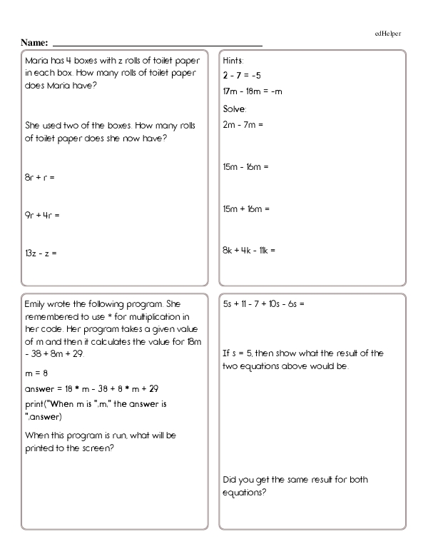Solving and Simplifying Algebraic Expressions With Word Problems
