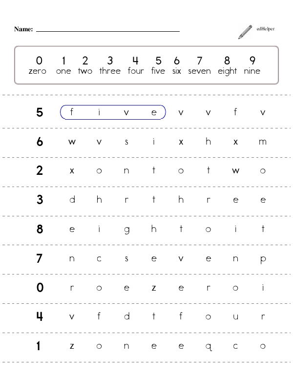 Spelling Search: Circling the Spelling of Numbers up to 20