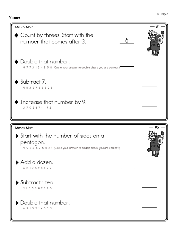 Step-By-Step Mental Math Word Problems