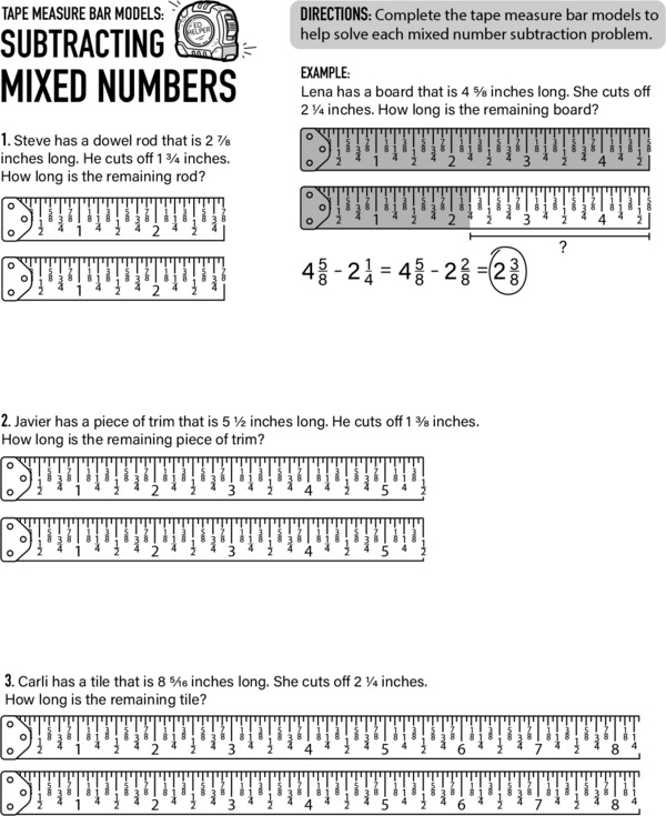 Handy Bar Models: Subtracting Mixed Numbers