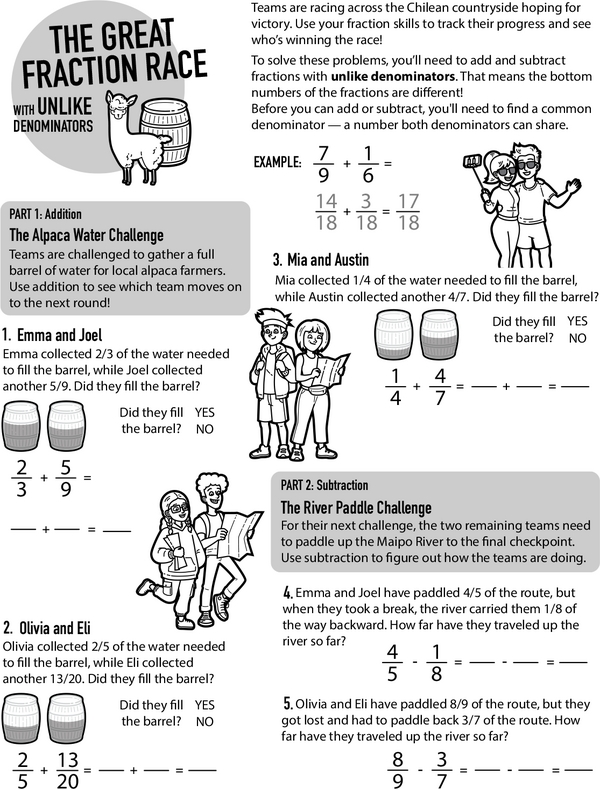 The Great Fraction Race: Mastering Unlike Denominators