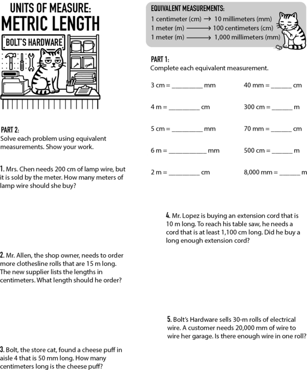 Metric Length Lab: mm, cm, and m