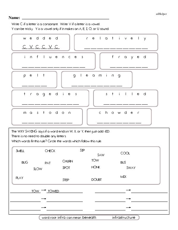 Using the WXY Saying and CVC Pattern to Spell Words That End in -ED