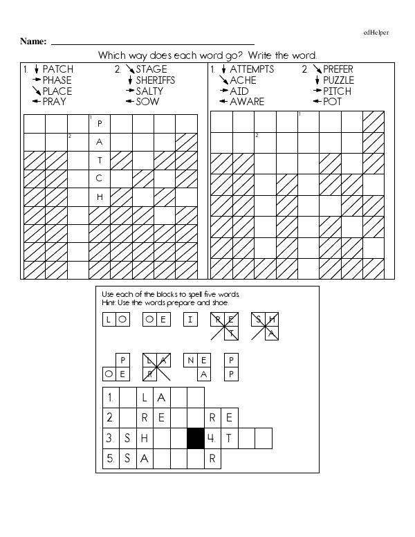 Which Way Does Each Word Go? A Crossword-Style Activity