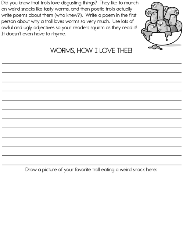 Write a Poem about a Troll Eating Worms: A Creative Writing Worksheet