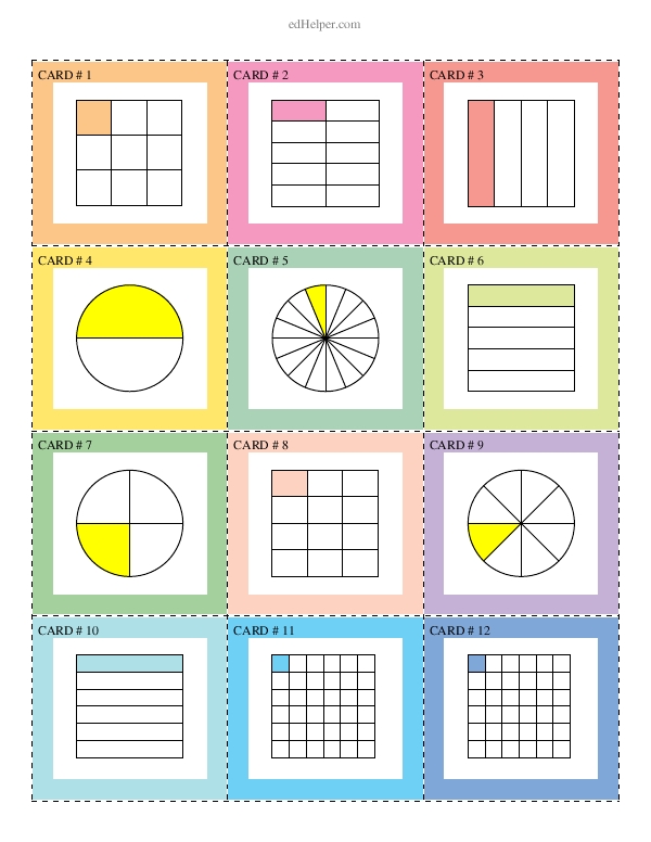 Write the Fraction Picture Cards: Numerators of One