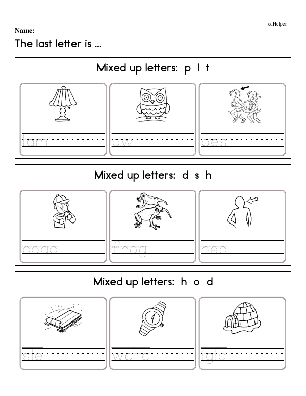 Write the Missing Letters in Words With Picture Clues