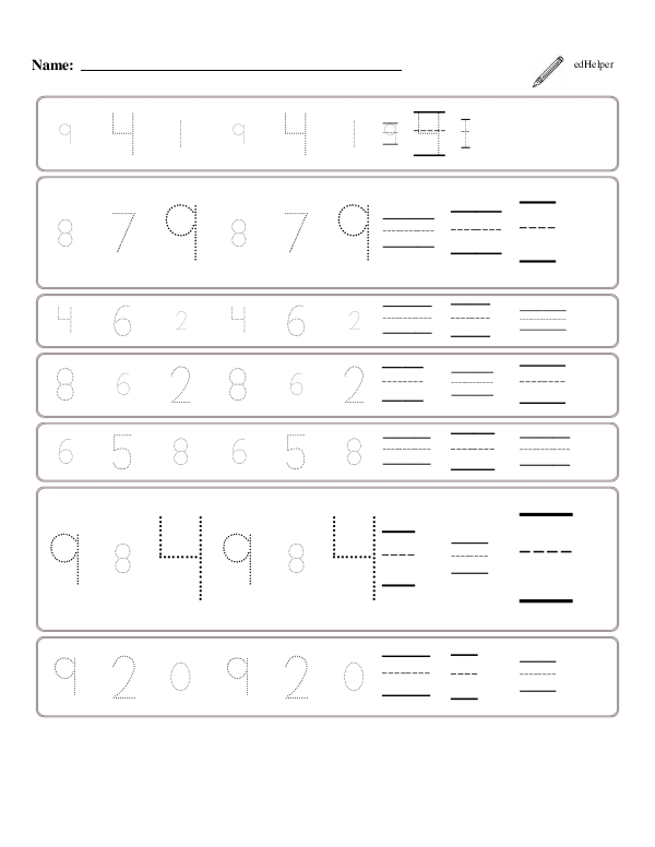 Write the Missing Numbers in a Pattern: Large and Small Handwriting Practice