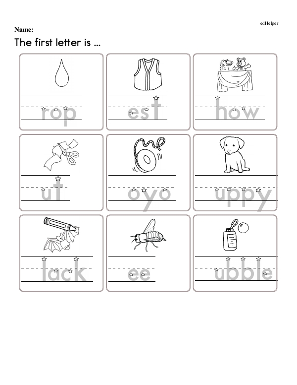 Writing Words and Identifying First Letters With Pictures
